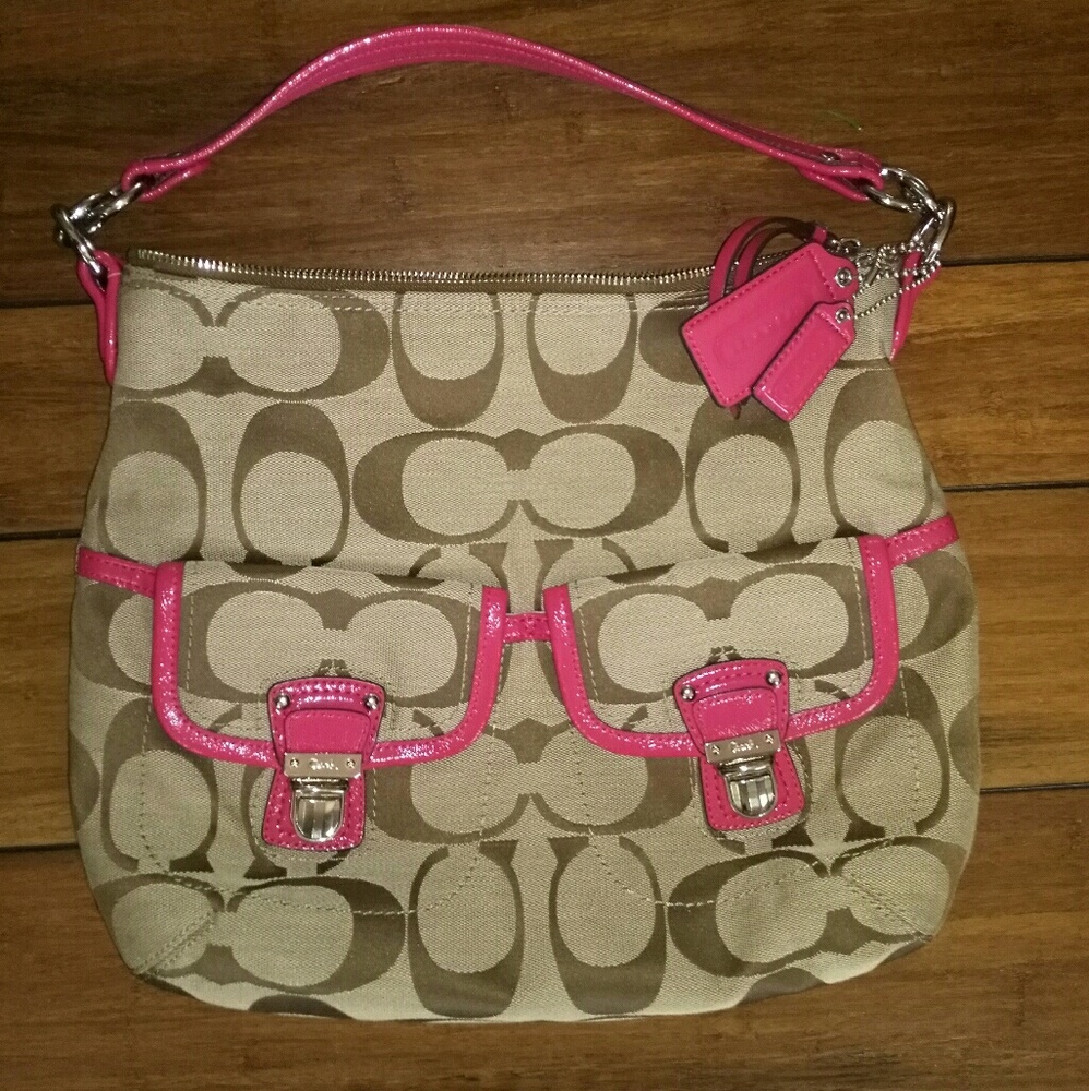 Coach Monogram Pink Medium Handbag - image 1